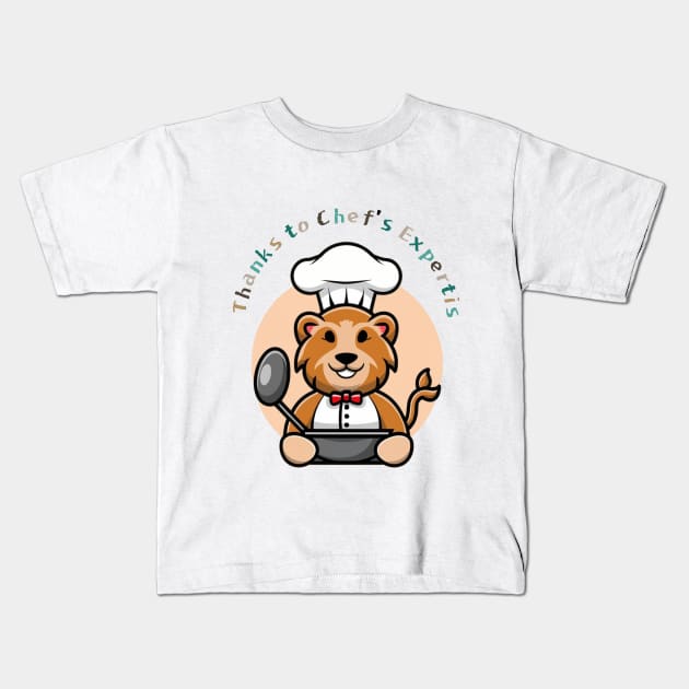 Lion Chef Kids T-Shirt by pmArtology